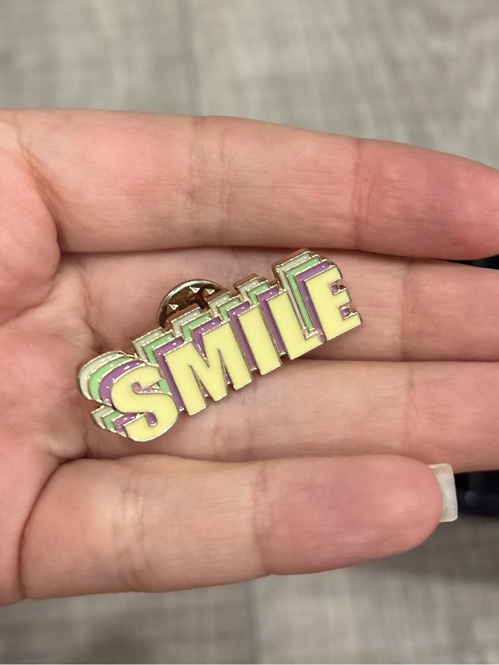 SMILE Enamel Pin - Pastel Yellow and Pink